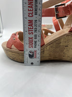 Tommy Hilfiger Melanite-T Women US 9 Coral Orange Cork Wedge Sandal Sling Back x