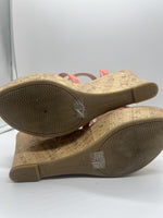 Tommy Hilfiger Melanite-T Women US 9 Coral Orange Cork Wedge Sandal Sling Back x