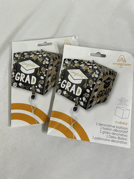 (2) Grad Circles Dots Cubez 15″ Balloon Foil  Balloon - Party Supplies Congrats