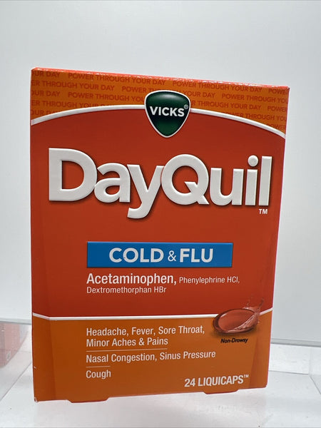 Vicks Dayquil Cold & Flu Multi-Symptom Relief Liquicaps 24ct  Cough COMBINESHIP