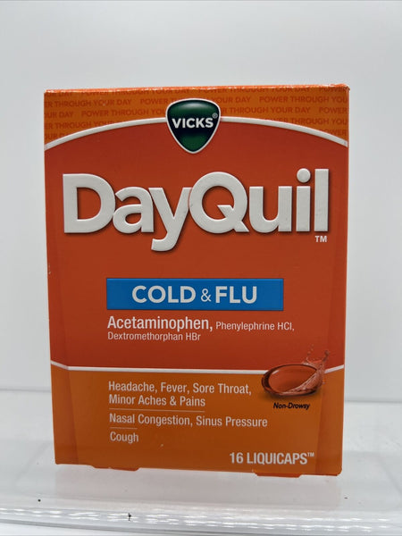 Vicks Dayquil Cold & Flu Multi-Symptom Relief Liquicaps 16ct  Cough COMBINESHIP