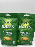 (2) Halls Defense Vitamin C Immune Supplement Citrus Cough Drops 30ct Lemon Oran
