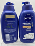 (2) NIVEA Nourishing Care Body Wash Nourishing Serum & Pump Moisturizer HUGE30oz