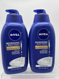 (2) NIVEA Nourishing Care Body Wash Nourishing Serum & Pump Moisturizer HUGE30oz