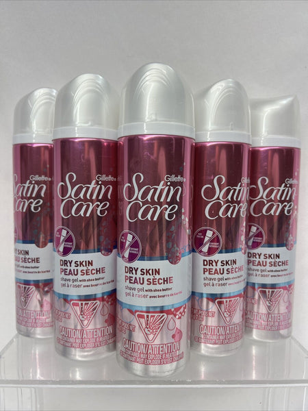 (5) Gillette Satin Care Shave Gel Dry Shea Butter Moisturizers Creme 7 oz