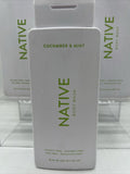 (3) Native Body Wash Cucumber & Mint Sulfate /Paraben Free Dye Free - 18oz