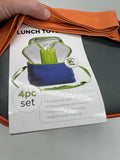 Eco One Insulated 4pc Bento Canvas Lunch Tote 2 Container Ice Pack Gray Orange