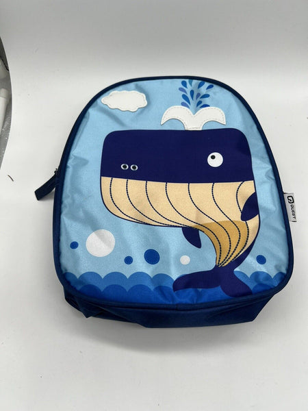 Quest Kids Satin Insulated Lunch Bag Zipper Whale Sea Water Design Blue Cooler