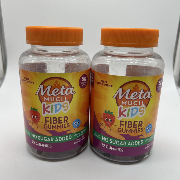 (2) Meta Mucil Kids Fiber 72 Gummies Mixed Berry No Sugar Added  03/25