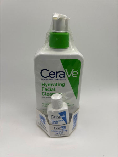 CeraVe Hydrating Facial Cleanser normal 12oz moisturizing lotion 1oz COMBINESHIP
