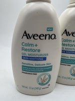 (2) AVEENO Calm + Restore Gel Moisturizer Soothing Delicate Dry Sensitive 12 oz