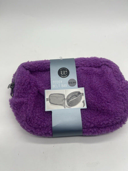 WAYLAND Teddy Belt Bag Women Fanny Pack Waist Light Purple Fleece Rave Festival