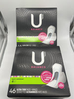 (2) U by Kotex Balance Ultra Thin Pads with Wings Heavy Absorbency 46 Count
