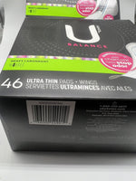 (2) U by Kotex Balance Ultra Thin Pads with Wings Heavy Absorbency 46 Count