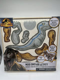 Jurassic World Dominion Wood Dinosaur Activity Set Kids Ages 3+ wooden storage