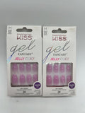 (2) Kiss Gel Fantasy Ombré Pink Jelly Translucent 28 Nails Medium Sculpted 89851