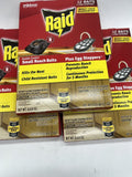 (3) Raid Double Control 12 Small Roach Baits + 3 Egg Stoppers Kills & Sterilizes