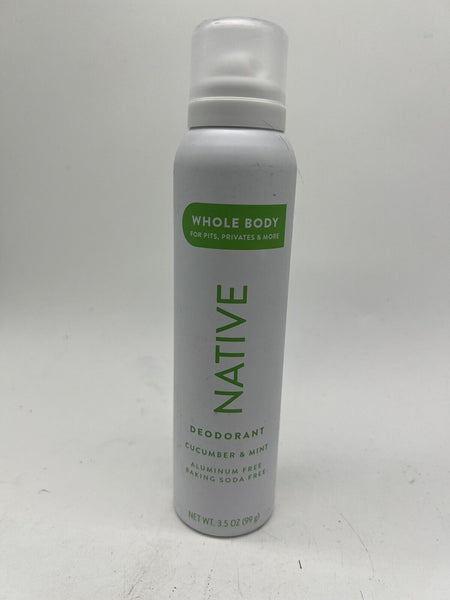 Native Whole Body Deodorant Cucumber & Mint Aluminum Free Natural  3.5 oz