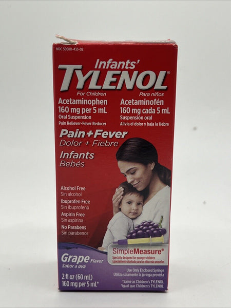 Tylenol Infant Grape Flavor Pain + Fever 2oz Acetaminophen 11/24+ COMBINESHIPPIN