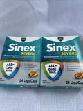 (2) Vicks Sinex SEVERE All-In-One Sinus Pressure Pain Congestion LiquiCaps 24ct