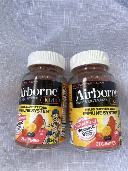 (2) Airborne Immune Support Kids Assorted Fruit Flavors 42 TOTAL Gummies