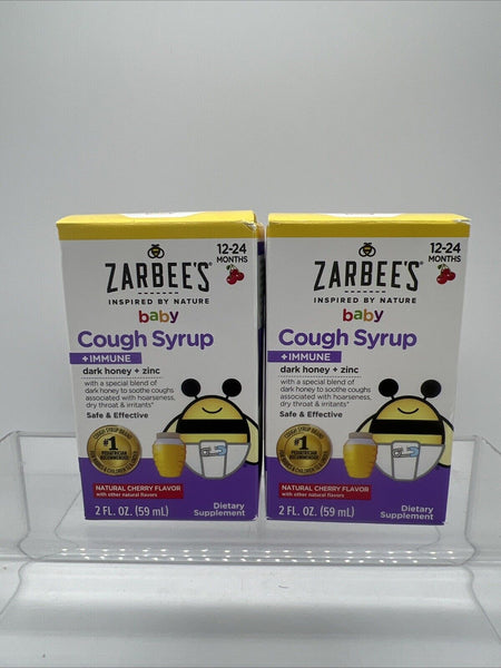 (2)  Zarbee's Naturals Baby Cough Syrup Immune Cherry Zinc 2oz 2/25+