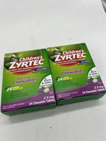(2) Children's Zyrtec Dye-Free Chewables Melt 24 Tabs Grape Allergy 2.5mg 9/25