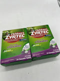 (2) Children's Zyrtec Dye-Free Chewables Melt 24 Tabs Grape Allergy 2.5mg 9/25