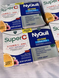 (4) Vicks NyQuil Severe Cold Flu & Super C Rest/Replenish Vitamin 1/25+
