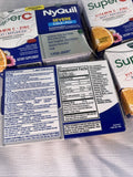 (4) Vicks NyQuil Severe Cold Flu & Super C Rest/Replenish Vitamin 1/25+