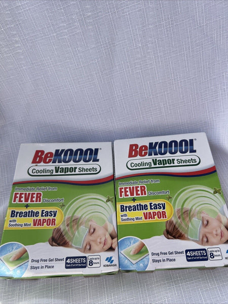 (2) BeKOOOL FEVER Cooling Vapor Sheets 4 GEL Sheets Lasts 8 hours Mint Rub Patch