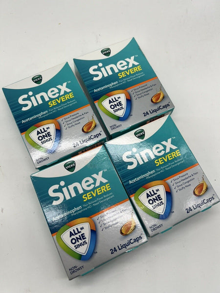 (10) Vicks Sinex SEVERE All-In-One Sinus  Pain Congestion LiquiCaps 24ct 11/24+