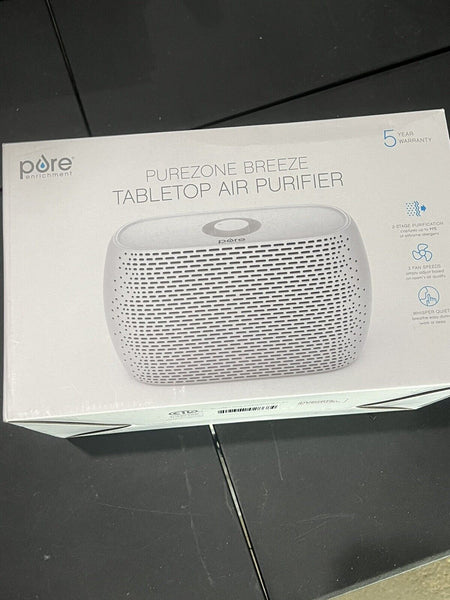 PureZone Breeze Tabletop 2-in-1 Air Purifier HEPA Filter White Pet Allergies
