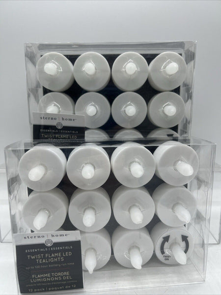 (2) Flameless Candle Tea Lights Twist On LED Battery Flicker 2x12ct COMBINESHIP