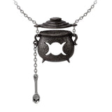 Alchemy Gothic P945 Witches Cauldron Necklace Pendant Black Triple Moon Skull La