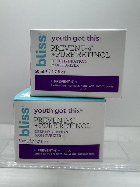 (2) Bliss Youth Got This Prevent 4 Pure Retinol Deep Hydration Moisturizer 1.7oz
