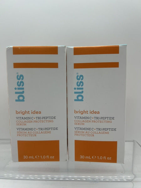 (2) Bliss Bright Idea Vitamin C + Tri-Peptide Collagen Serum Anti Aging 1oz