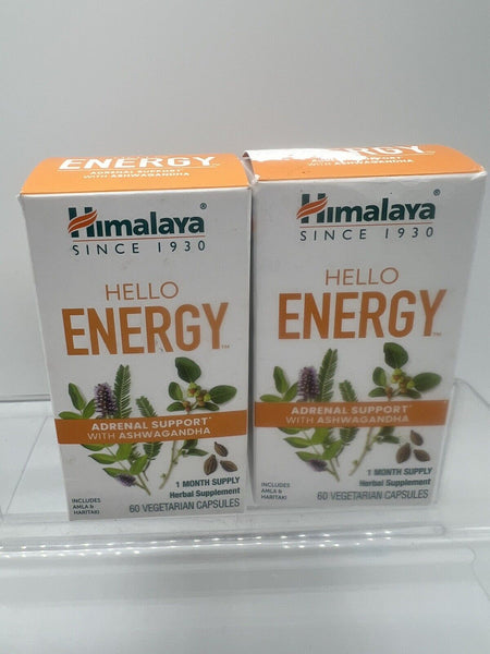 (2) Himalaya Hello Energy Adrenal Support  Ashwagandha 60 Vegetarian Capsules