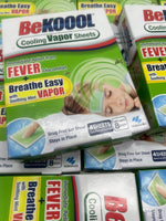 (10) Be KOOOL FEVER Cooling Vapor Sheets 4 GEL Sheets 8 hour Mint Rub Patch 40tt
