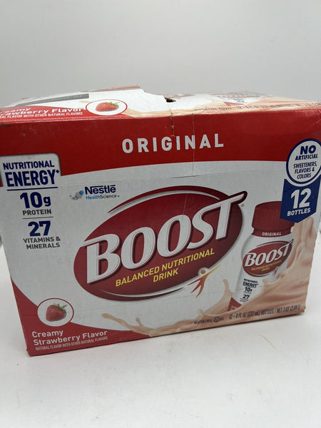 BOOST Original Nutritional  Drink Creamy Strawberry 12 pack 8oz 10g Protein