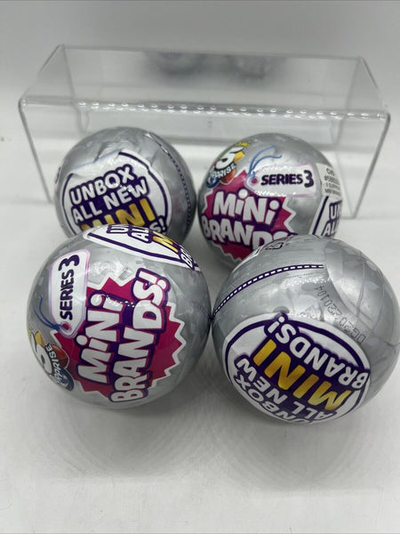 (4) Zuru 5 Surprise Mini Brands Series 3 Miniature Collectibles blind Bag