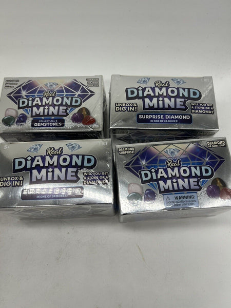 (4) Real Diamond Mine Dig It! Explore Find 1 of 24 Gemstone COLLECT THEM ALL Toy