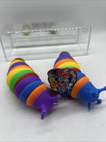 (2) Sensory Silly Slug 7 In Tactile Stretch Toy Fidget Multi Color Stress Relief