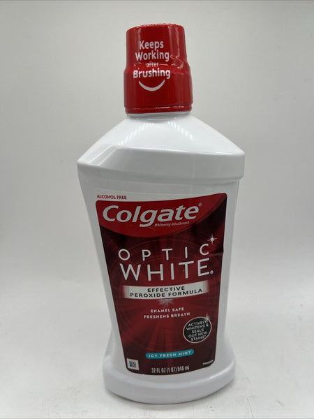 Colgate Optic White Alcohol Free Whitening Mouthwash, Fresh Mint, 32 oz