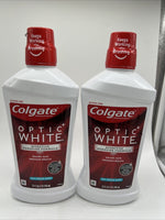 (2) Colgate Optic White Alcohol Free Whitening Mouthwash, Fresh Mint, 32 oz