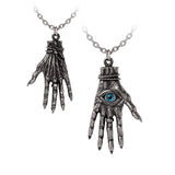 Alchemy Of England P953 Hand of Glory Necklace Gothic Pendant Hamsa Eye Blue