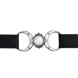 Alchemy Gothic P810 - Triple Goddess Choker Necklace Pearl Moon Velvet Band
