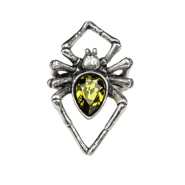 Alchemy Gothic R222 Green Venom Ring Crystal Spider England