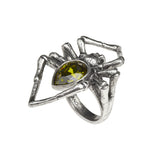 Alchemy Gothic R222 Green Venom Ring Crystal Spider England