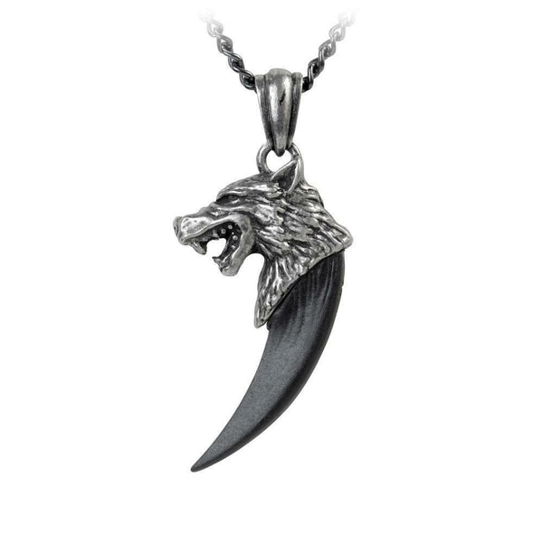 Alchemy Gothic P788  Wolf Macht Pendant Necklace Black Fang
